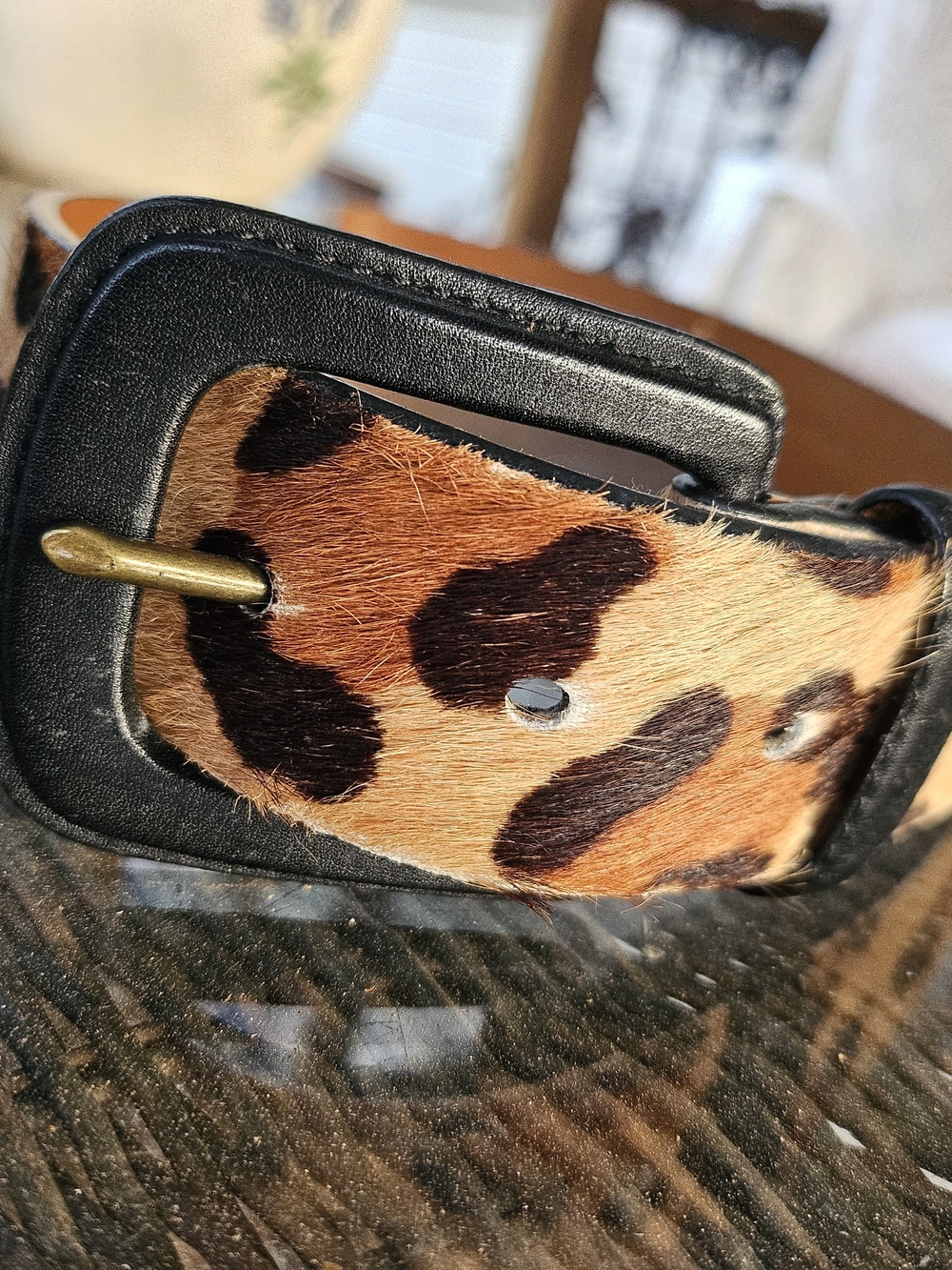 Ralph Lauren Leopard Animal Hair Genuine Leather Women Small Belt